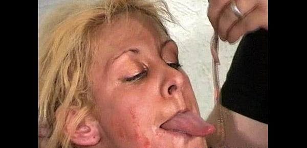  Bizarre worms humiliation and filthy mess degradation of blonde slaveslut